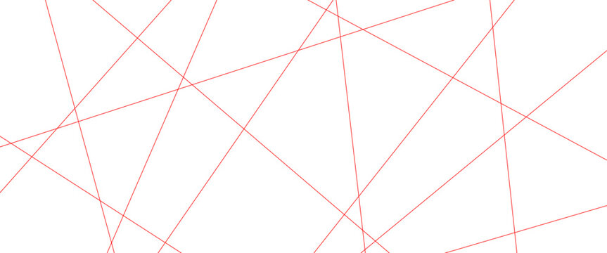 Minimalist geometric background with thin red lines, abstract chaotic linear pattern on white, modern architectural line art vector, simple intersecting wireframe texture for web design