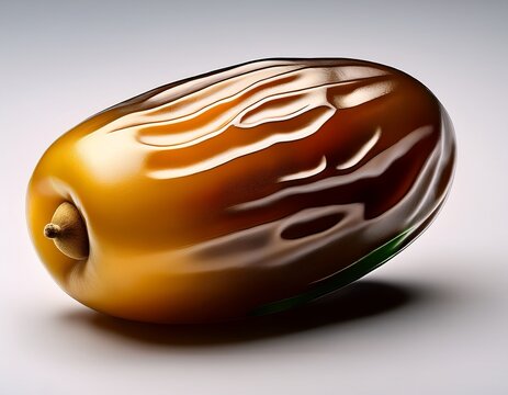 a single perfect fresh bahri golden date fruit in a hyper realism style