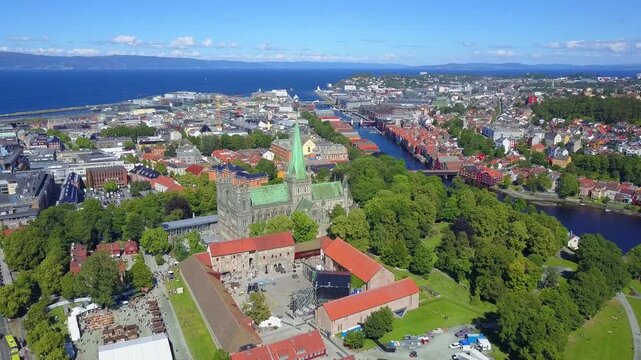 Nidaros Cathedral aerial view, Trondheim