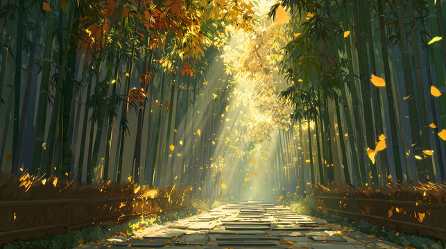 Beginning of Autumn �� Bamboo Shadows in Flowing Light