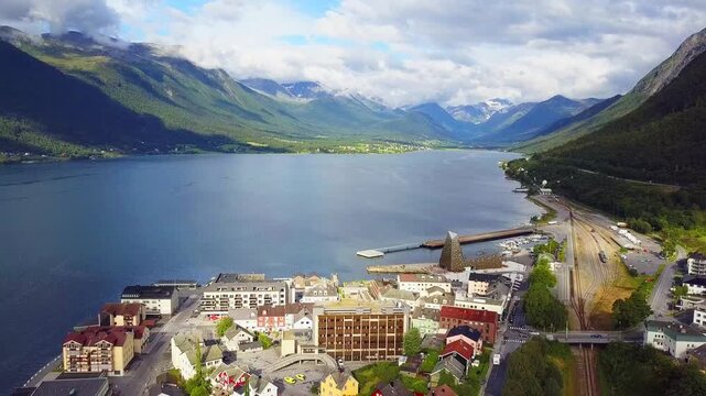 Andalsnes town aerial view in Norway