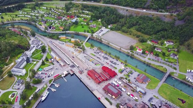 Flam aerial view, Sognefjord in Norway