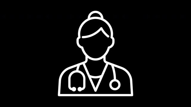 Doctor outline icon jump animation, transparent background