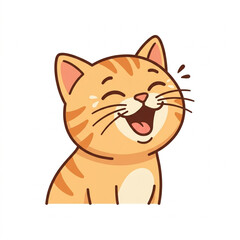 Fototapeta premium Happy orange tabby cat laughing with closed eyes.