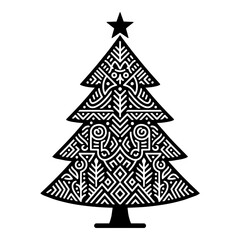 Fototapeta premium Decorative Ornamental Christmas Tree Tribal Pattern Vector