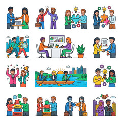 Fototapeta premium teamwork collaboration and business partnership leading to success and innovation among diverse professional teams.