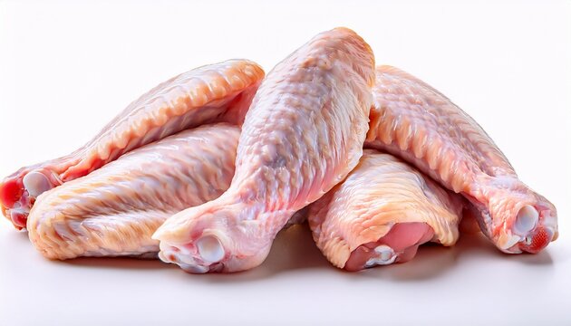 high quality image of fresh raw chicken wings on a white background perfect for culinary and cooking themes