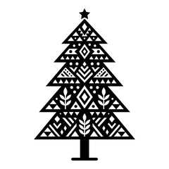 Obraz premium Black and white ethnic patterned Christmas tree vector