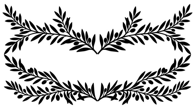 Olive Branch Silhouettes Decorative Border Elements