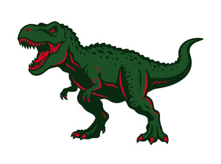 Fototapeta premium Green Tyrannosaurus Rex Dinosaur Illustration Isolated