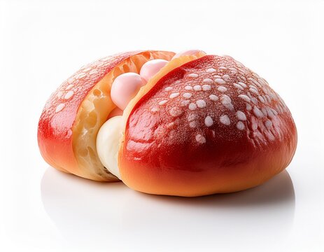 red and white chigiri bubble bread pull apart bread on white background