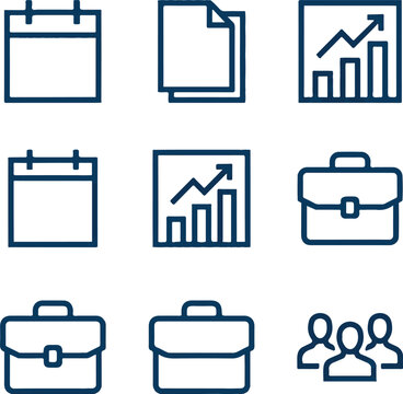 Set of business and finance line icons for professional use