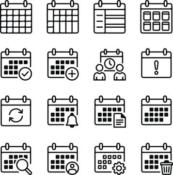 Set of calendar icons, vector illustration, flat design