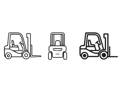 Forklift Icons Line Art Style On White Background