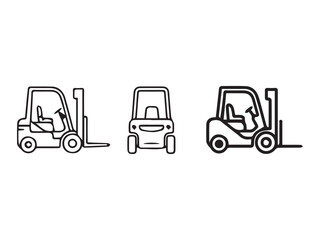 Forklift Trucks Line Art Icons On White Background © Naimteelab