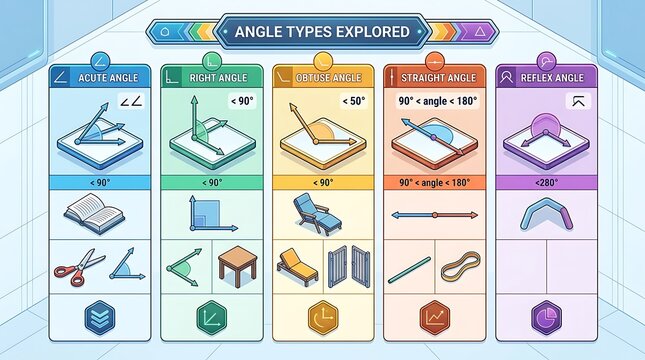 Educational infographic showing different types of geometric angles