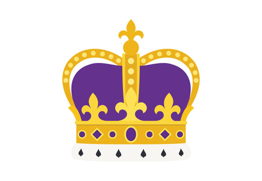 Purple and Gold Royal King Crown Flat Icon
