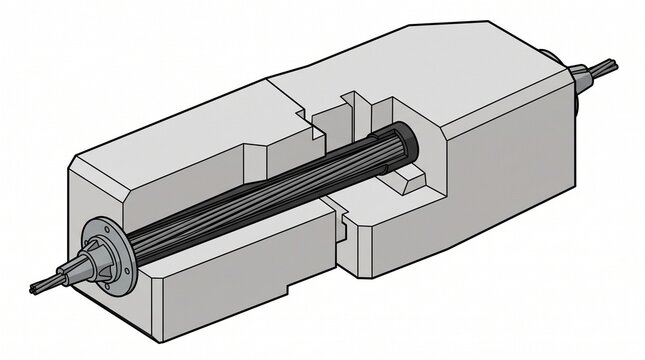 Structural joint compression mechanism. Isometric technical illustration of tension cable.