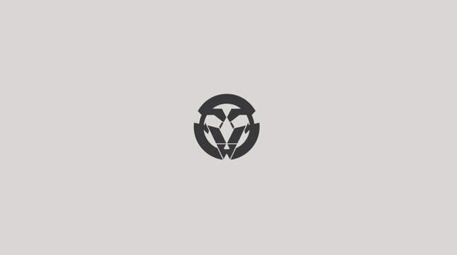 Black geometric robot mask logo icon.