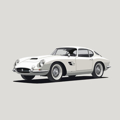 Fototapeta premium Classic white vintage sports car with chrome accents and wire wheels.