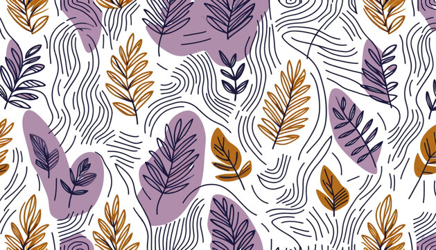 feather line and patch vector seamless pattern background