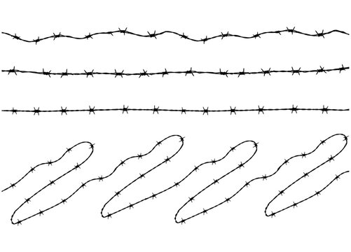 Rusty barbed wire, twisted barbwire, security fence pattern