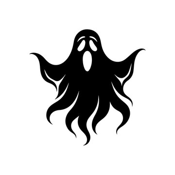 Halloween ghost silhouette mascot vector logo design