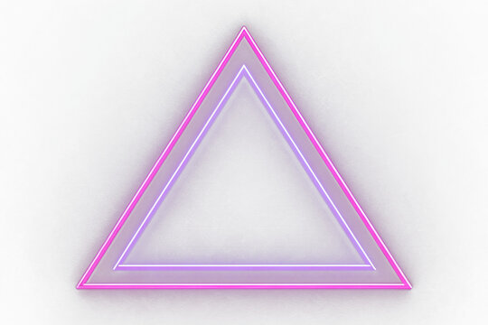 Neon glowing pink and purple triangle shape