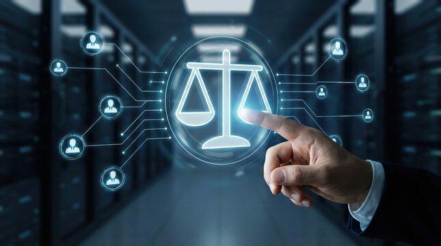 Legal labor law services for employment management with HR manager in company using online digital technology concept
