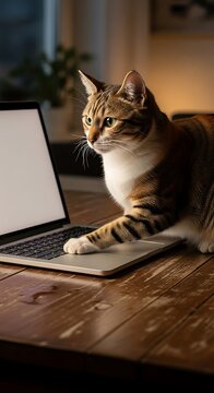 Tabby cat resting on an open laptop keyboard.