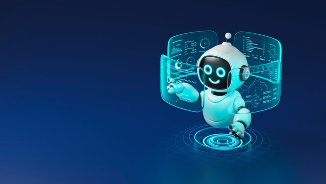 AI agent robot workflow automation orchestrator artificial intelligence data coding icon flow process assistant technology futuristic 3d rendering.