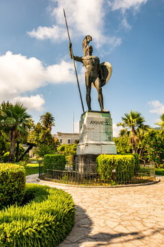 Achilles statue in Achilleion palace also called Sisi Palace on Corfu Island, Greece July 8, 2025: Achilles statue in gardens of Achilleion palace built in Gastouri on the Island of Corfu for the Empr