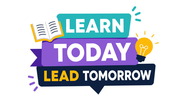 Learn Today Lead Tomorrow Education Concept Banner with Lightbulb and Books.