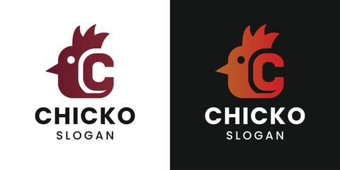 Chicken letter C logo modern minimal bold branding identity vector design © kikicandrra