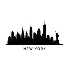 Fototapeta premium New York City Skyline Silhouette - Black and White Vector Illustration
