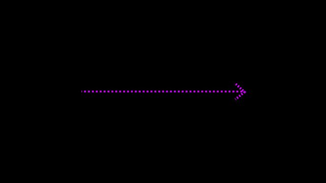 Right arrow direction icon with dotted line animation on background. Dot arrow icon sing animated with alpha cannel black straight arrows animation . Reveal animation of solid dashed.