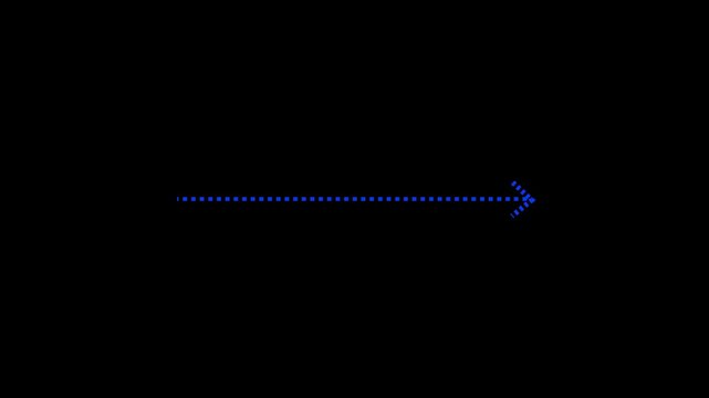 Right arrow direction icon with dotted line animation on background. Dot arrow icon sing animated with alpha cannel black straight arrows animation . Reveal animation of solid dashed.