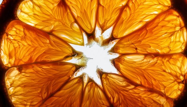 orange slice with backlight abstract macro photography orange fruit closeup background citrus fruit texture