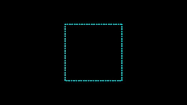 square rectengle frame animation of dotted lines on transparent background with alpha channel square path animation of dotted lines left to right in 4K animation