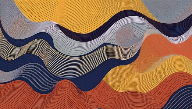 wavy geometric shapes in varying sizes on a striped background creative wavy