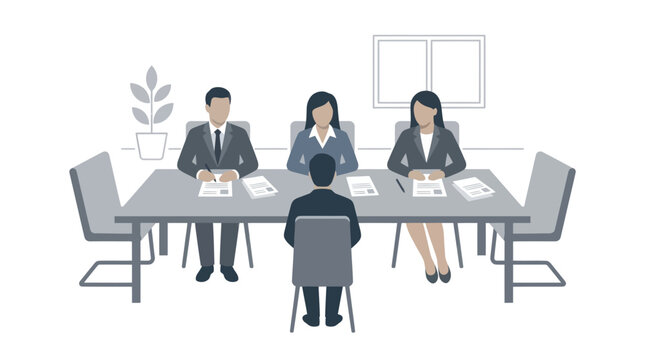 Job interview panel conducting a professional candidate evaluation