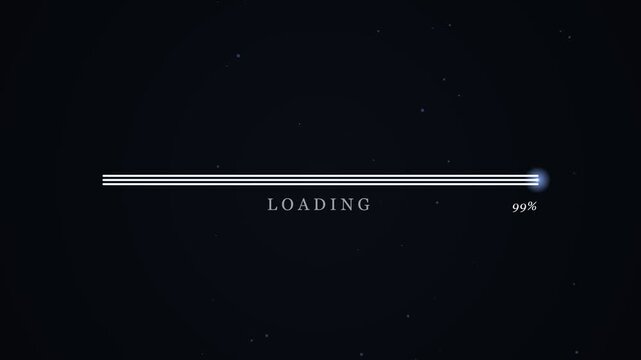 Loading progress bar showing ninety nine percent completion on a dark background