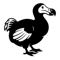 Dodo bird vector illustration, extinct flightless bird silhouette icon isolated on white background, vintage style animal clipart © Luka