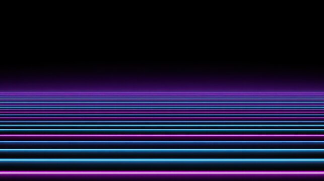 Abstract neon grid horizon in futuristic dark cyberpunk landscape