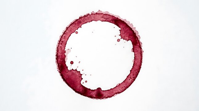 Red wine glass stain ring on a white surface