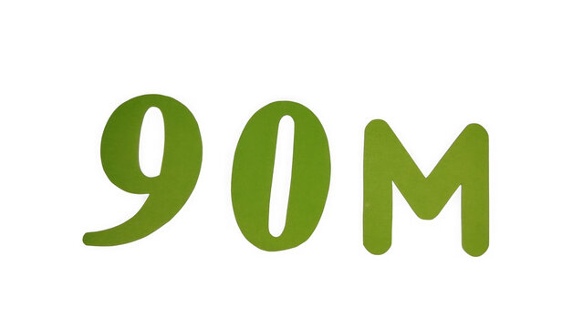 Green ninety million text sign with bold typography for business and web design isolated on transparent background