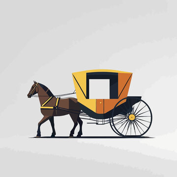Horse Drawn Carriage Illustration Vintage Transportation Vehicle.