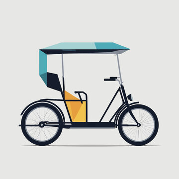 Illustration of a traditional three-wheeled auto rickshaw with canopy.