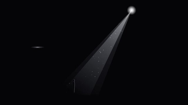 Abstract Digital Light Beam Animation on Dark Background.