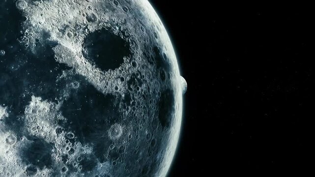Close-up view of the moon with craters and dark space background
